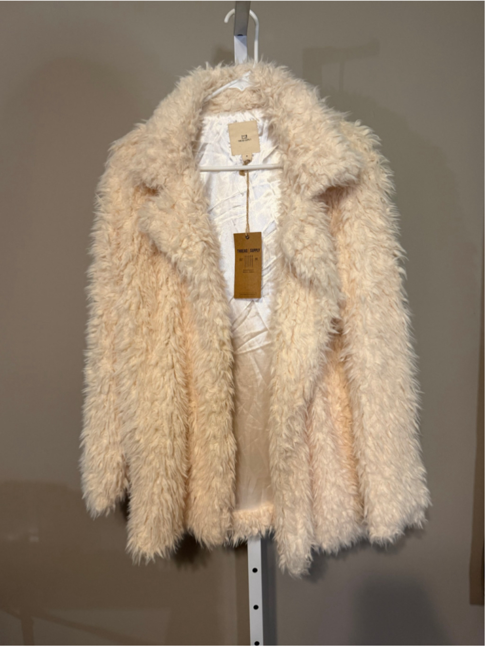 Women's Thread & Supply Beige Faux Fur Teddy Jacket Size S